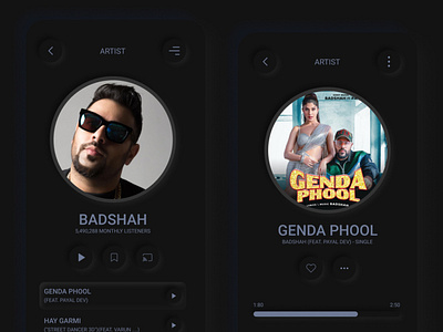 Music UI Dark Night Mode dark mode mobile music