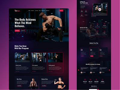 Fitness Landing Page clean design exercise fitness gym health homepage landing page popular simple training ui ui design web web design website workout yoga