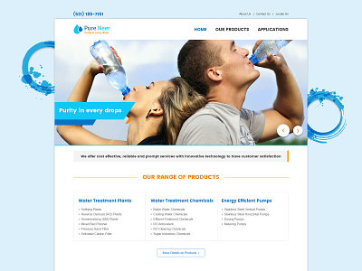 Pureneer Website Design aqua aqua purifier branding design ui ui ux uidesign water drop water park water purifier website design