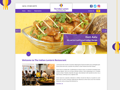 The Indian lantern - Website Mock-up branding design indian recipes indian restaurant indian sabji indian taste recipes restaurant web design website design