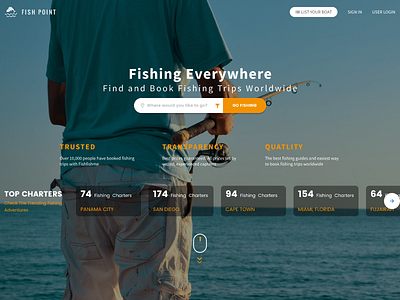 Fish Point | Landing Page Design Concept design figma fishing fishing trips landing page landing page concept ui ux web design website design
