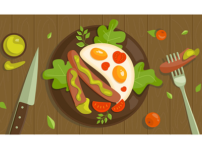 Yammy breakfast food illustration