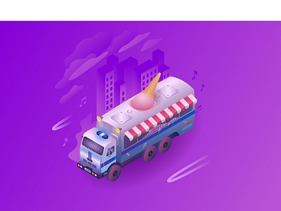 fuck the police ice cream illustration isometry police car trailer van wagon