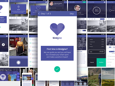 Kindgine App for Android (beta) android app design flat friends kindgine milkovone positive impact travel ui uppersky ux