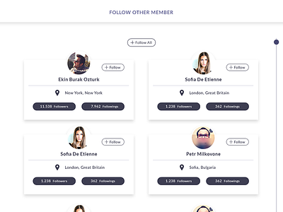 New User - who to follow app clear content milkovone social network ui ux web web app web design