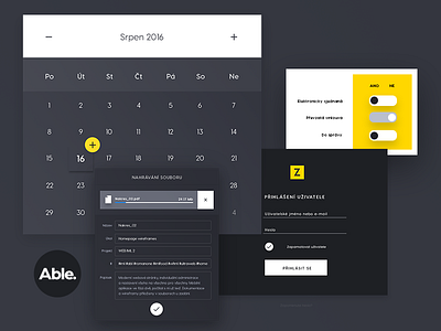 some ui pieces / Able. able. calendar darkness log in milkovone switch ui upload