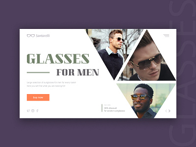 Sunglasses for men. Promo site design