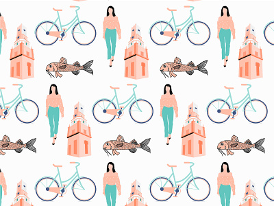 Tourist Girl branding flatillustration illustration pattern pattern art vector vector illustration