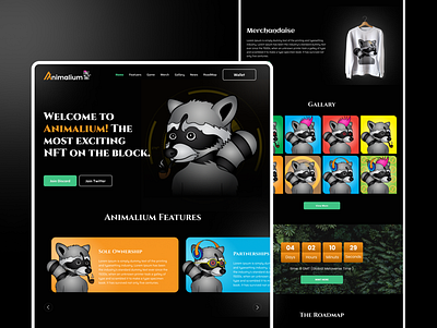 Animalium Nft landing page crypto marketplace design fiverr graphic design illustration logo nft landing page nft website nft website design ui