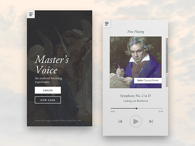 Master's Voice — Music Player Concept beethoven classical music mobile ui music player serif typographic ui