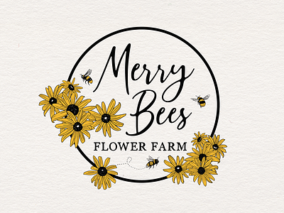 Merry Bees Flower Farm | Logo Design branding design illustration logo typography