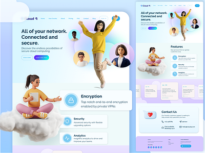 Daily UI :: 003 Landing Page 3d 3d illustrations alegria colorful csp cybersecurity daily ui design challenge gradients playful startup ui ui challenge