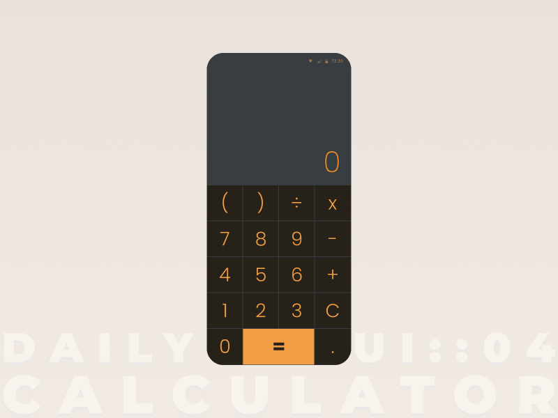 Daily UI :: 004 Calculator calculator challenge daily ui dailyui.co dark mode design challenge orange ui design