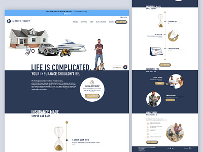 Insurance Website branding car insurance isolated life navy and gold web design website