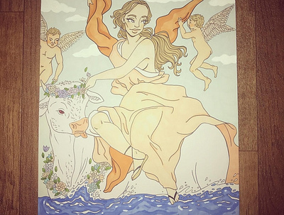 The abduction of Europa drawing illustration traditional art traditional illustration