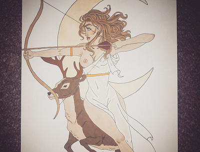 Artemis character drawing illustration portrait traditional art traditional illustration