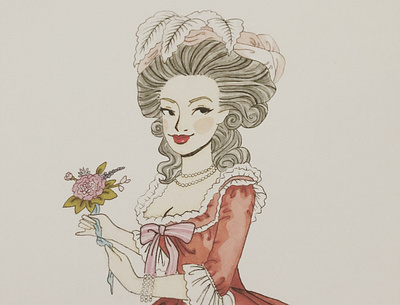 Marie Antoinette drawing illustration portrait traditional art traditional illustration