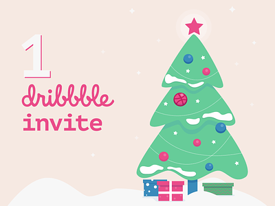 Dribbble invite giveaway christmas gift giveaway illustration invite tree