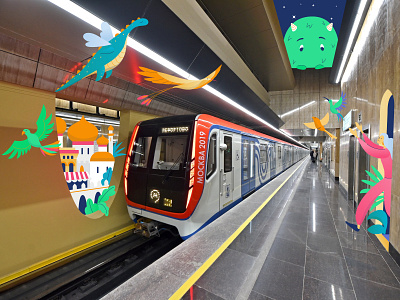 Subway Monsters Yygo-Vostochnaya art birds illustration metro monster moscow oriental subway vector