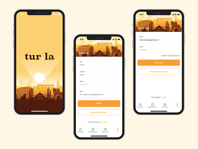 Tur.la Mobile App Login / Register Screens