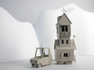 Wonder Camper camper car cardboard craft house maquette miniature model paper set design toy