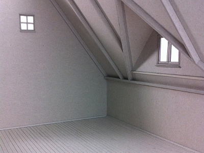 A room of one's own attic cardboard craft model papercraft room