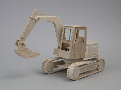 Excavator balsa wood craft excavator handmade miniature model sculpture