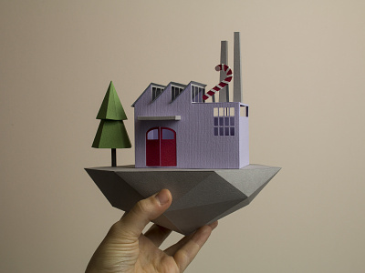 Candy factory christmas low poly paperart papercraft