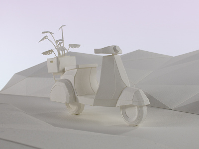 Vespa craft handmade paper scooter sculpture vespa