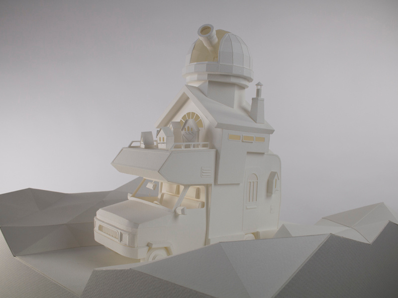 Stargazer XL papercraft low poly landscape paper mobile home camper