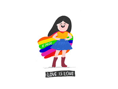 LOVE IS LOVE dribbblecommunity girl illustration justice lgbt lgbtq loveislove pride rainbow section377 shots vector