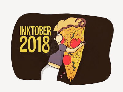 Last Pizza Slice art dribbblecommunity food art girl illustration inktober inktober 2018 lastday pizza shots