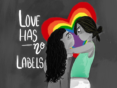 LOVE HAS NO LABELS art dribbblecommunity galentine illustration lgbtq love day loveislove queer shots valentineday