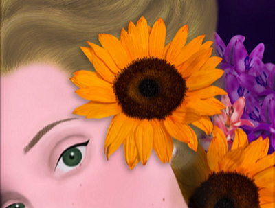 La fille beau dans les fleurs adobe art colors derizans digital art digital paint dribbble flower girl illustration ilustration pain photoshop portrait wacom woman