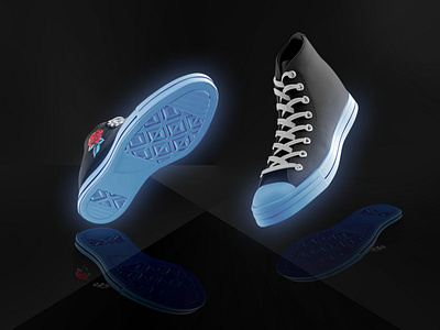 Glow Shoes 3d converse design fashion flower glow illustraion illustrator minimal mockup shoes sneaker vector