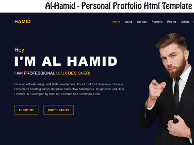 al-hamid-personal-protfolio-html-landing-page-template- animation branding design minimal typography vector web website
