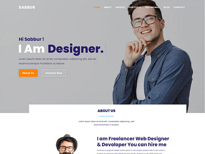 Sabbur is a clean professional One Page portfolio branding design typography