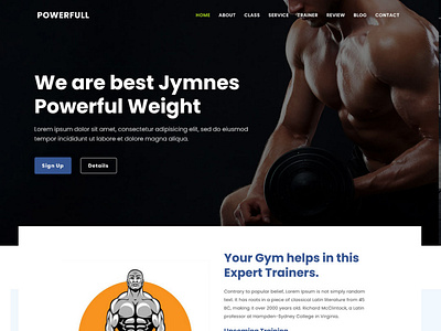 Powerful - Gym & Fitness Landing Page Theme animation branding design flat typography website