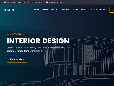Batin - Architecture Landing Page Theme animation branding design minimal typography website