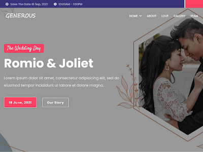 Generous is a nice and best wedding theme animation branding design minimal typography website