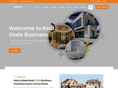 Hayy - Real State Landing Page Template branding design typography website