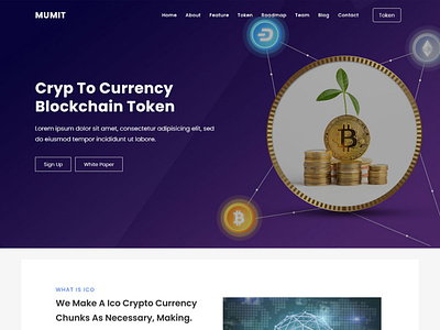 Mumit - ICO & Bitcoin Landing Page Template branding graphic design ui
