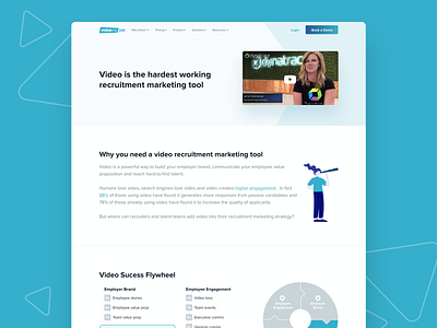 VideoMyJob Website - Recruitment marketing Solution Page clean color fun illustration landing page minimal modern ui ux website