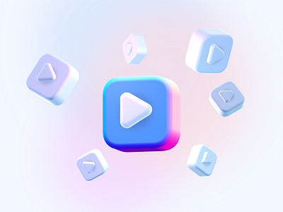 3d Video Icon With Spline 3d clean icon illustration minimal modern play spline video