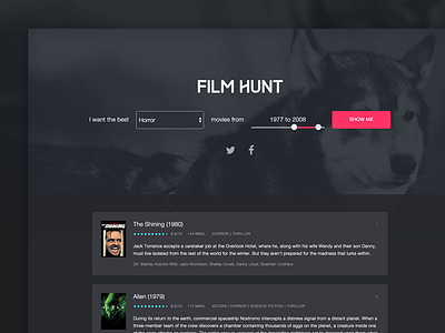 Filmhunt dark films movie ui movie ux movies ui web design wolf