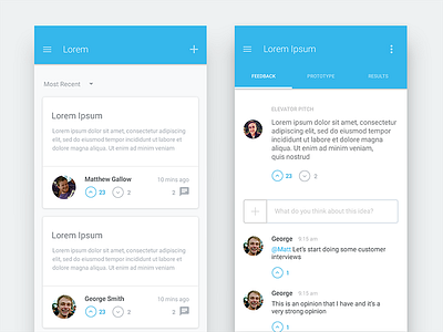 Mobile app app cards chat clean ios material design modern simple ui ux