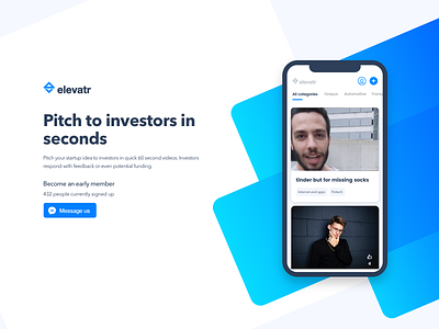 Elevatr Website bold clean colourful invest landing page modern pitch ui ux