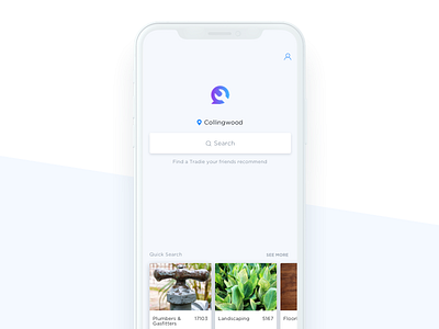 Tradeclique search app builders clean ios iphonex minimal modern tradies ui ux