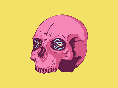 Pink Skull colorful illustration minimal modern skull