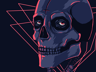 Gypsy Threat Album Cover album art artwork clean dark illustration neon skull